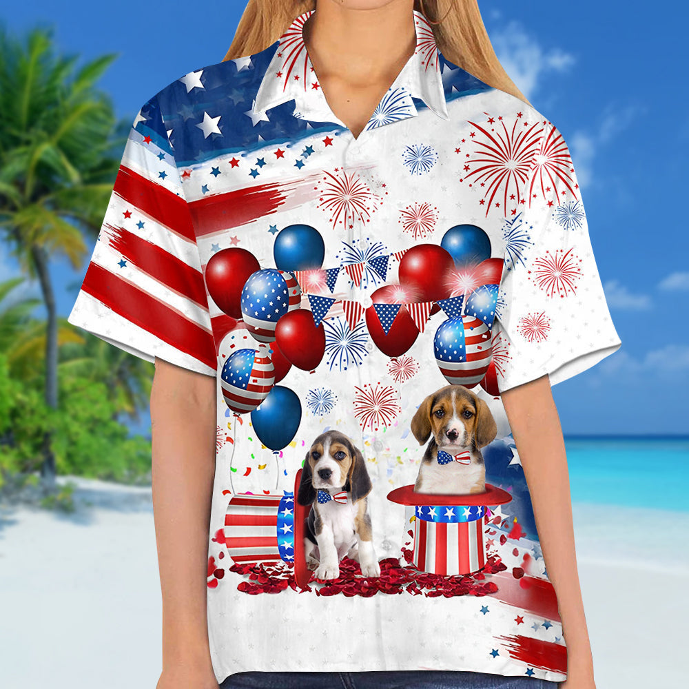 Beagle Independence Day Hawaiian Shirt, Dog Hawaii Beach Shirt Short Sleeve For 4Th Of July HO3900