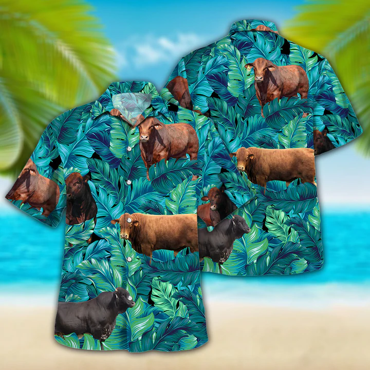 Beefmaster Cattle Lovers Hawaiian Shirt, Cow Hawaiian shirt vintage flower, Short Sleeve Hawaiian Aloha Shirt for men, Women HO2626