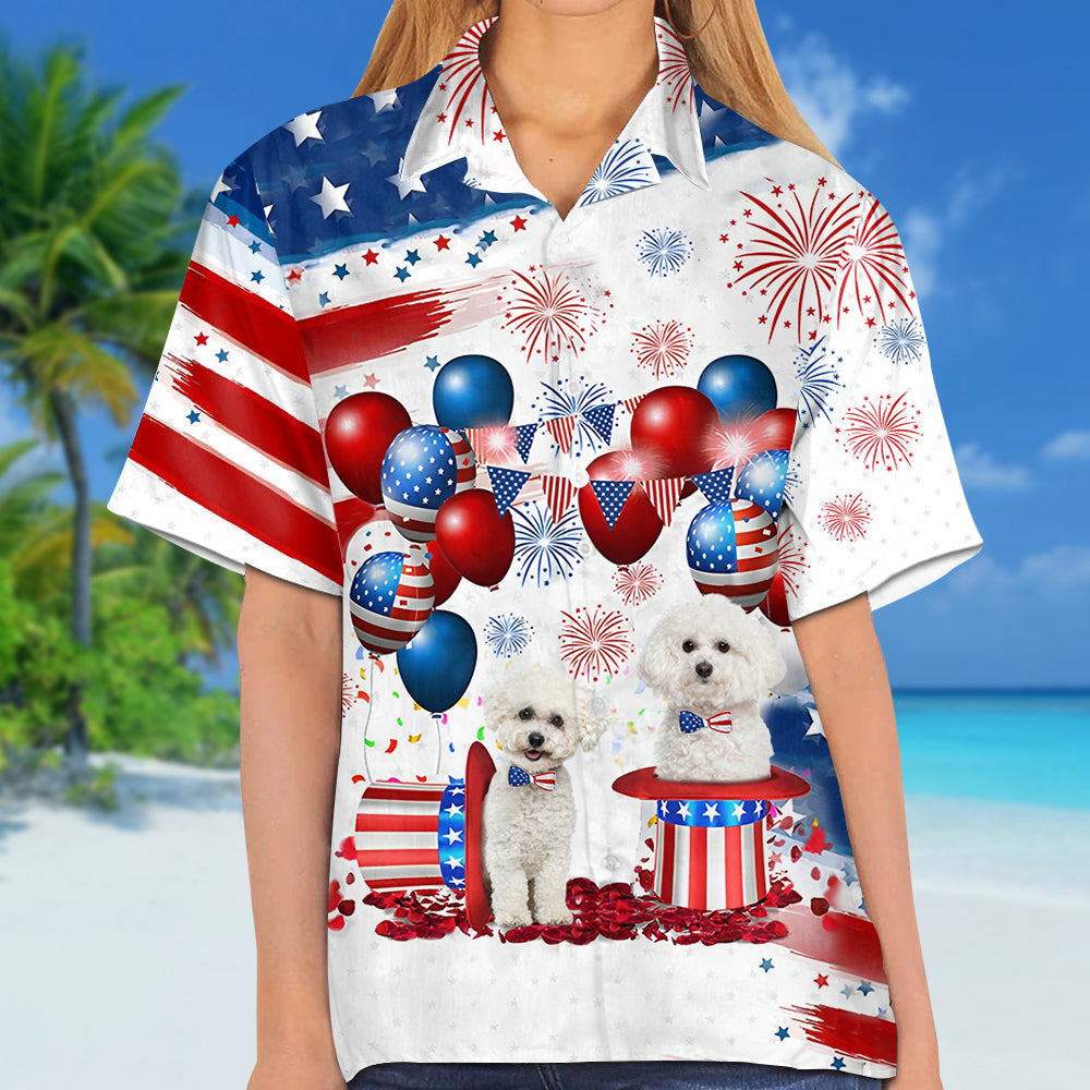 Bichon Frise Independence Day Hawaiian Shirt, Dog Hawaii Beach Shirt Short Sleeve For 4Th Of July HO3902