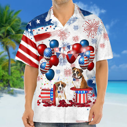 Boxer Independence Day Hawaiian Shirt, Dog Hawaii Beach Shirt Short Sleeve For 4Th Of July HO3905