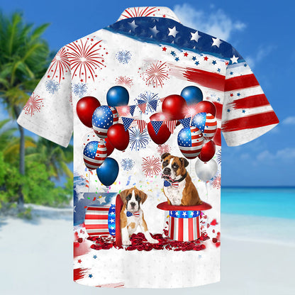 Boxer Independence Day Hawaiian Shirt, Dog Hawaii Beach Shirt Short Sleeve For 4Th Of July HO3905