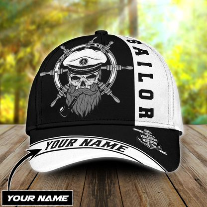 Skull Sailor On The Helm Custom Name Cap Hat CO0672