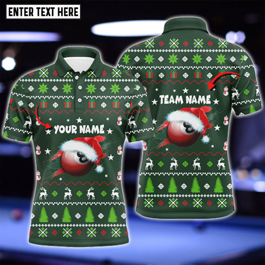 Lasfour Personalized Green Red Christmas 8 Ball Billiard 3D Shirt BIA0369