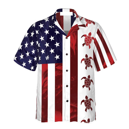 Turtle Flag American Hawaiian Shirt, 4th of july Hawaiian Shirt for men and women HO3290