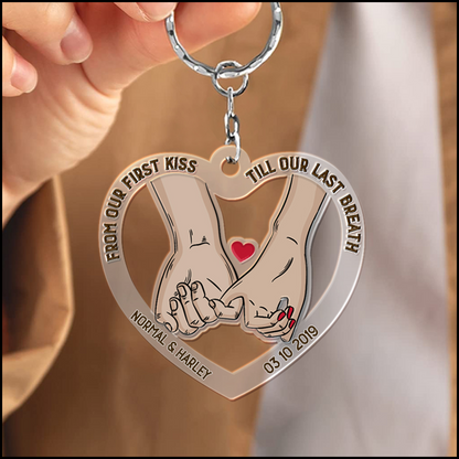 From Our First Kiss Till Our Last Breath Pinky Promise Gift For Couples Personalized Acrylic Keychain KO0086