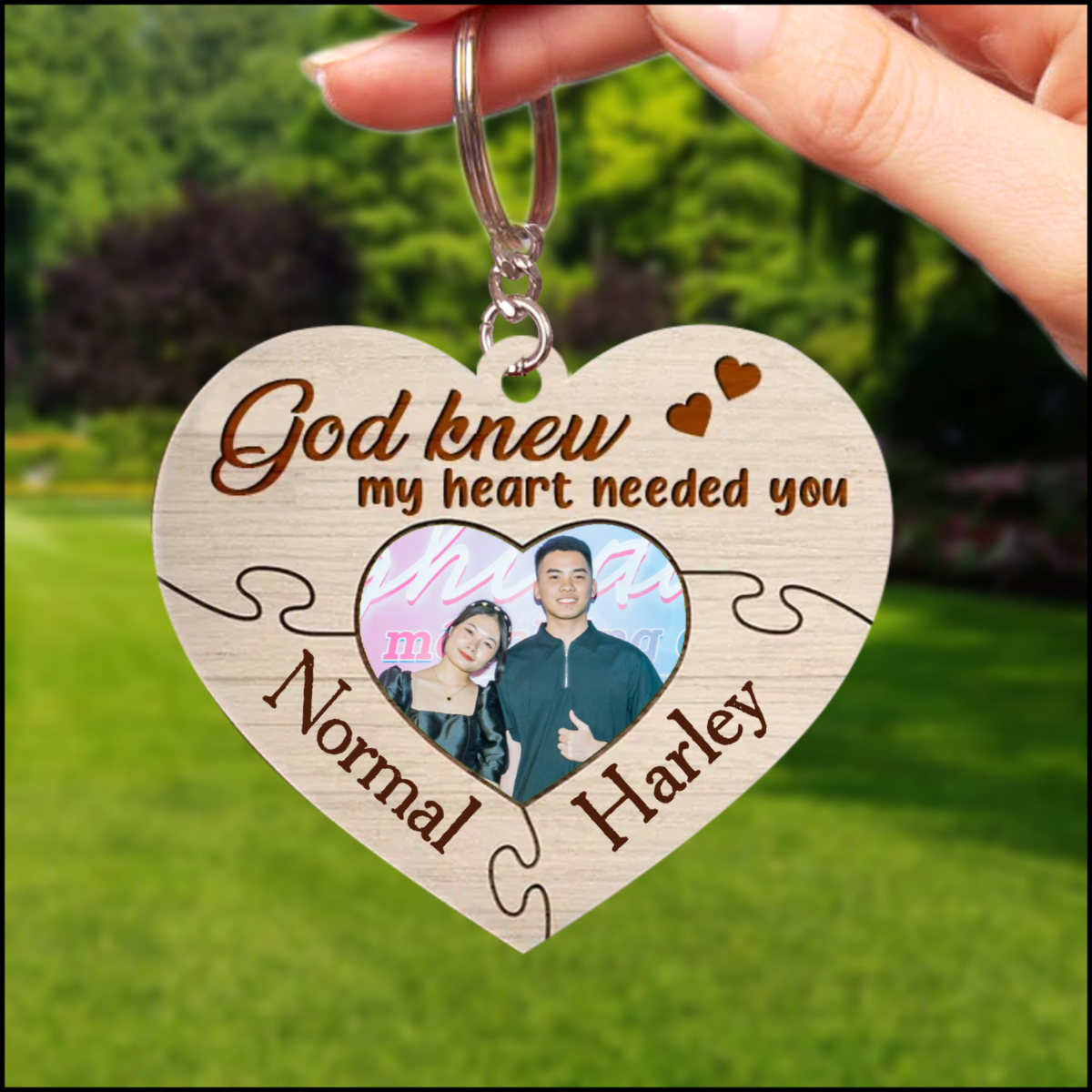 All Of Me Loves All Of You Custom Wooden Keychain, Custom Photo Couple Keychain KO0082