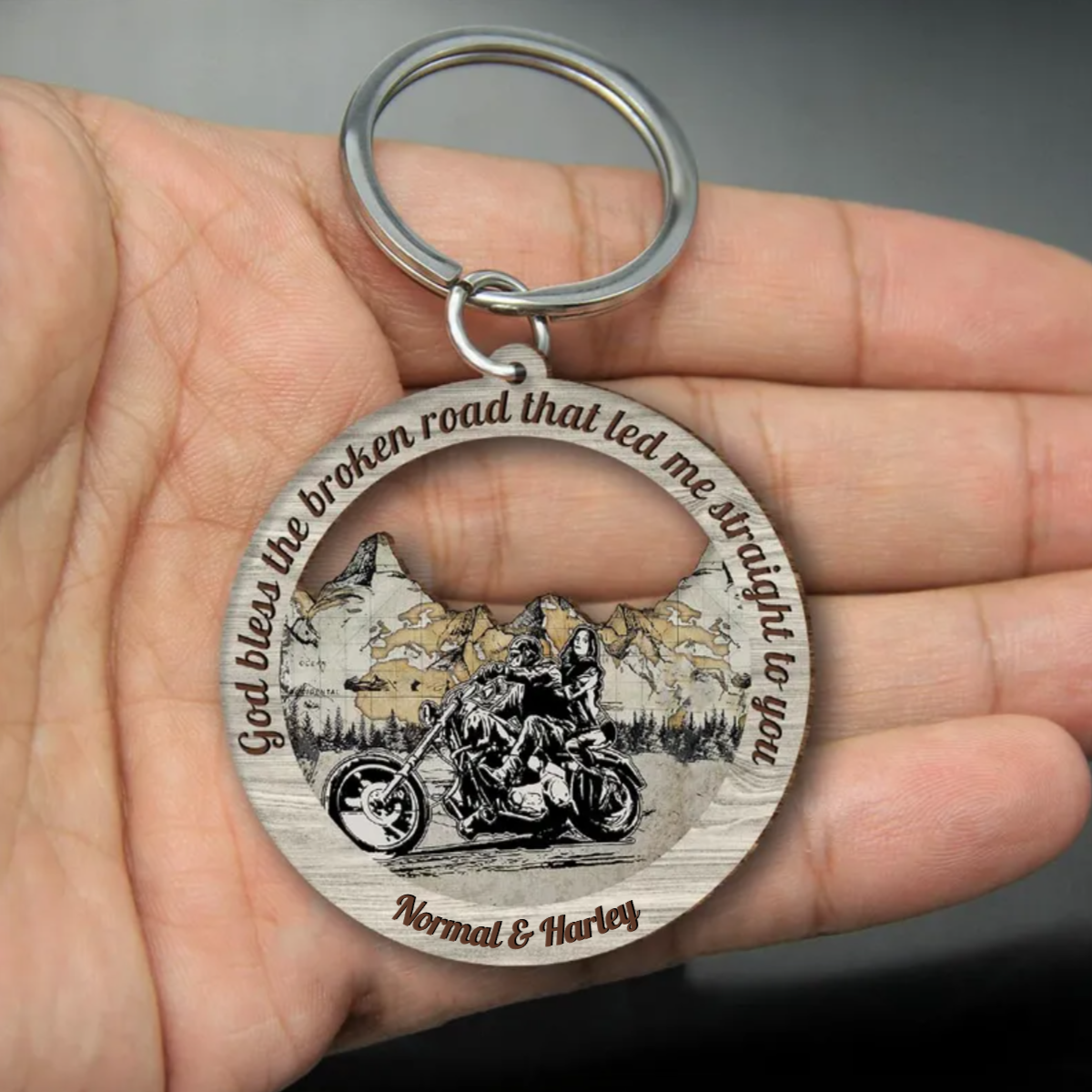 Personalized Behind Every Crazy Biker Is An Even Crazier Lady Wooden Keychain, Couple Keychain Gift KO0069