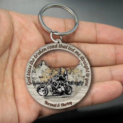 Personalized Behind Every Crazy Biker Is An Even Crazier Lady Wooden Keychain, Couple Keychain Gift KO0069