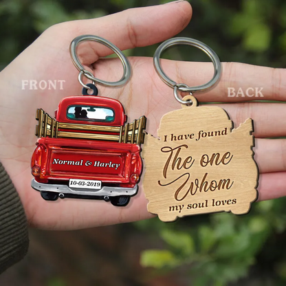 Personalized I Have Found The One Whom My Soul Loves Wooden Keychain, Custom Two Sides Couple Keychain KO0067