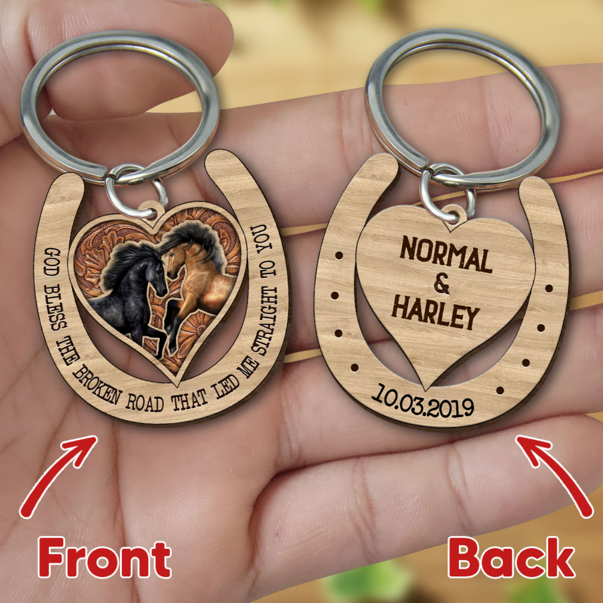 Personalized I Have Found The One Whom My Soul Loves Horse Wooden Keychain, Idea Gift for Horse Couple Lovers KO0065