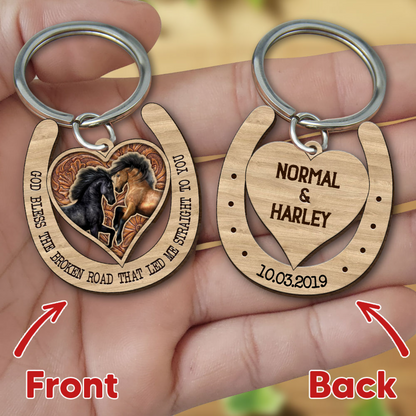 Personalized I Have Found The One Whom My Soul Loves Horse Wooden Keychain, Idea Gift for Horse Couple Lovers KO0065