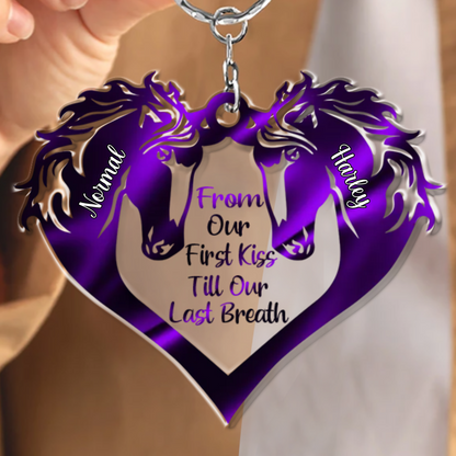 God Knew My Heart Need You Couple Horse Heart Personalized Acrylic Keychain, Idea Gift for Horse Loves KO0062