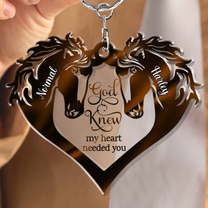 God Knew My Heart Need You Couple Horse Heart Personalized Acrylic Keychain, Idea Gift for Horse Loves KO0062