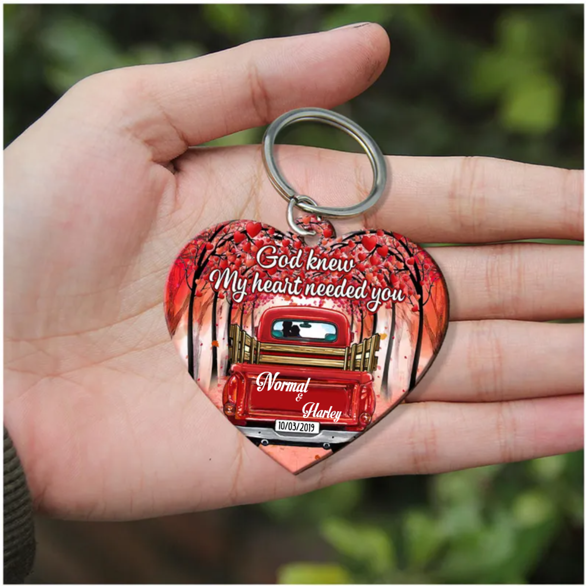 Personalized From Our First Kiss Till Our Last Breath Red Truck Acrylic Keychain, Couple Gift KO0061