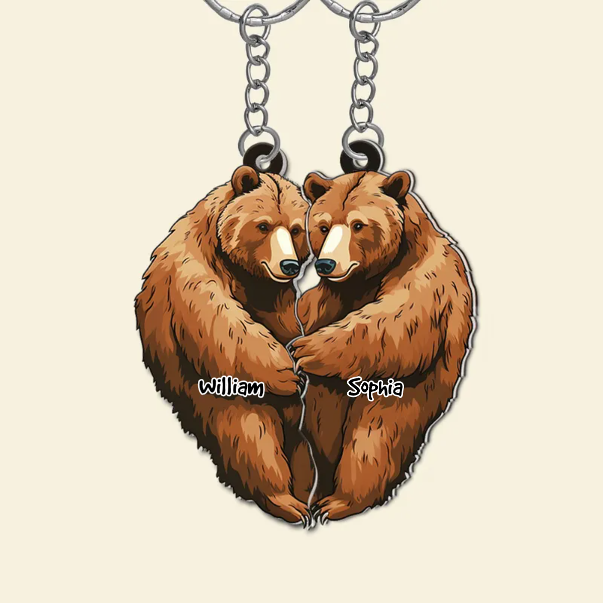 Personalized Bear Couple Keychains, Couple Gift KO0047