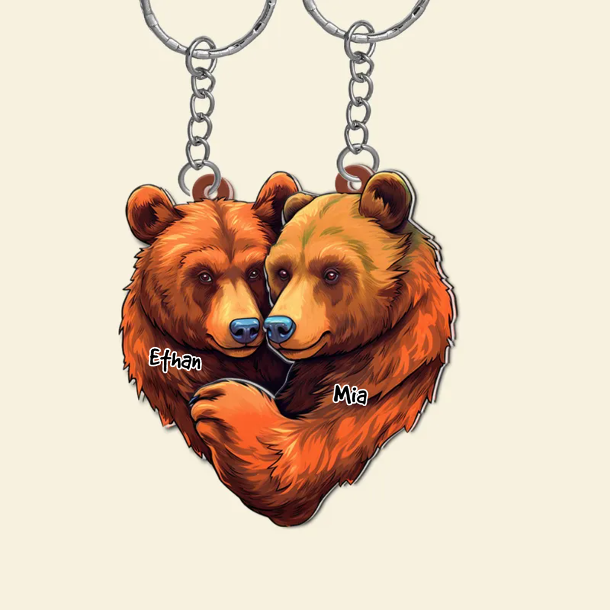 Personalized Bear Couple Keychains, Couple Gift KO0047