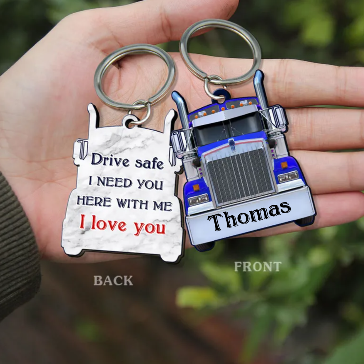 Personalized Trucker Multi Color Truck Driver Husband Lover Son Family Gift Wooden Keychain KO0053