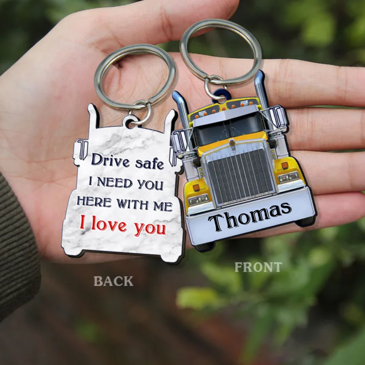 Personalized Trucker Multi Color Truck Driver Husband Lover Son Family Gift Wooden Keychain KO0053