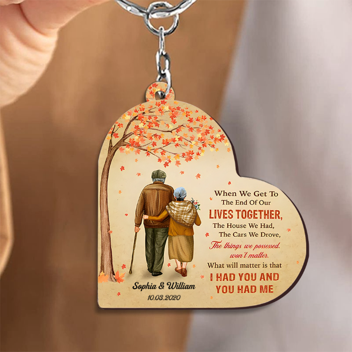 Personalized Old Couple Valentine Wedding Anniversary Birthday Gift For Husband Wife Keychain KO0018