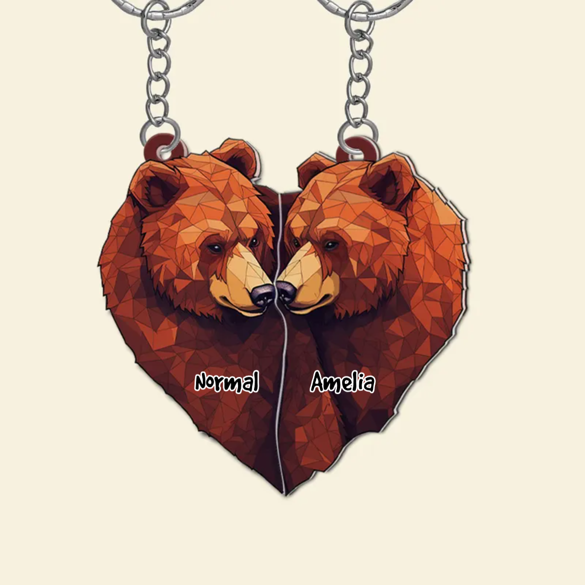 Personalized Bear Couple Keychains, Couple Gift KO0047