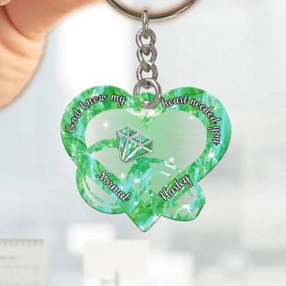 Personalized God knew my heart needed you Couple Rings Multi Color Keychain, Gift for Him Her KO0113