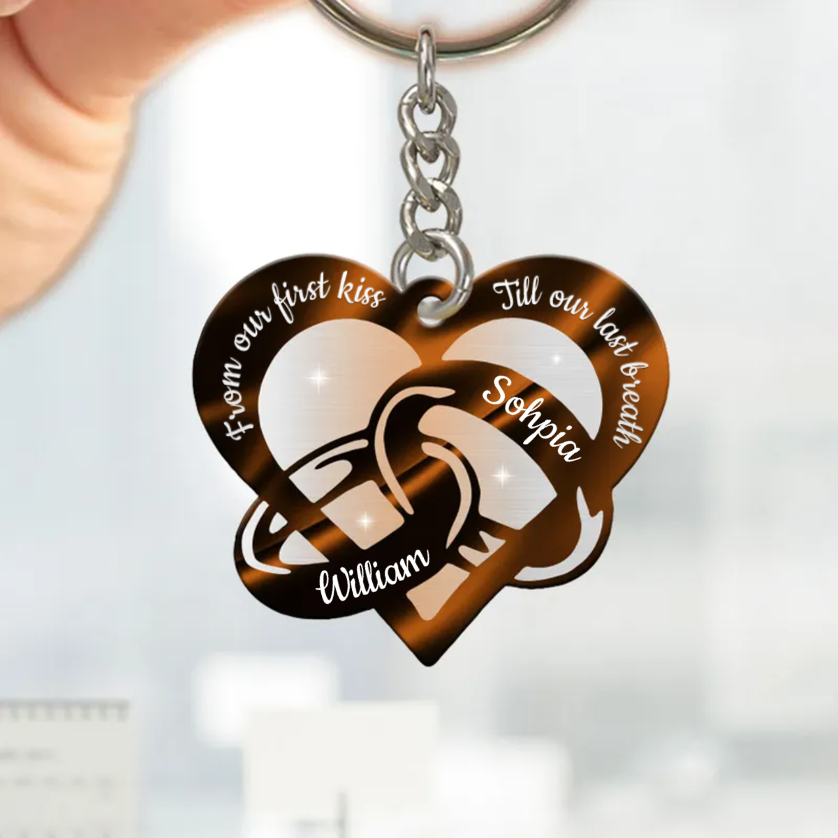 Personalized Couple Rings Heart Acrylic Shape Keychain Cute Gifts for Couples KO0137