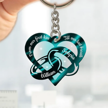 Personalized Couple Rings Heart Acrylic Shape Keychain Cute Gifts for Couples KO0137