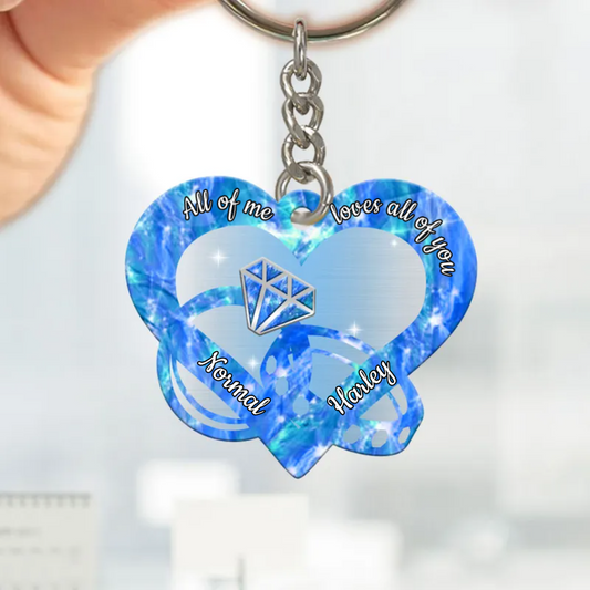 Personalized All of me loves all of you Couple Rings Multi Color Keychain, Gift for Him Her KO0112