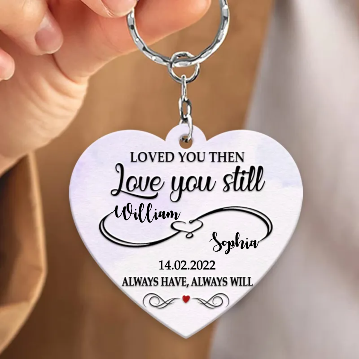 Personalized Infinity Couples Name, Date, Any Quotes Acrylic Keychain, Idea Gift for Valentine's Day KO0136