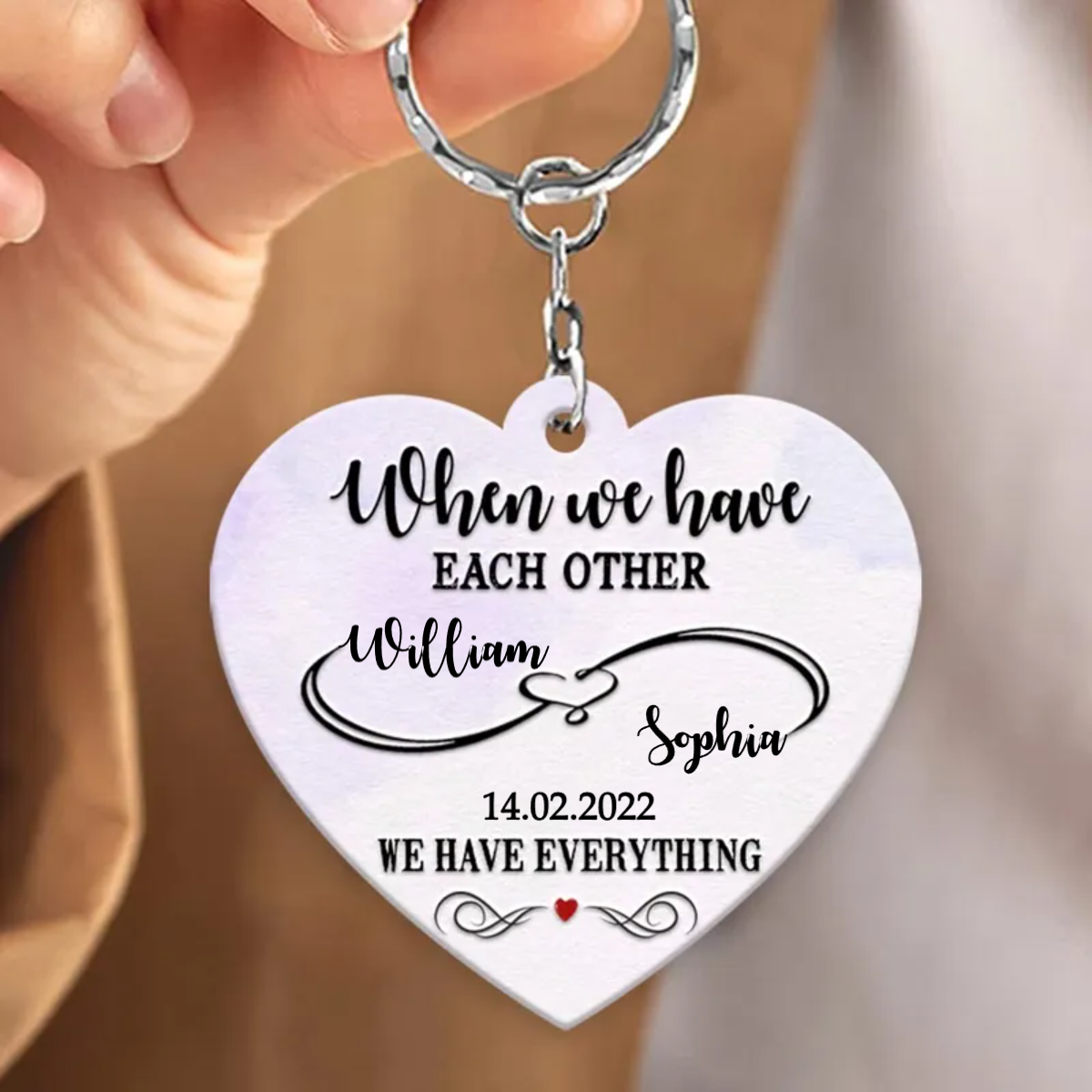 Personalized Infinity Couples Name, Date, Any Quotes Acrylic Keychain, Idea Gift for Valentine's Day KO0136