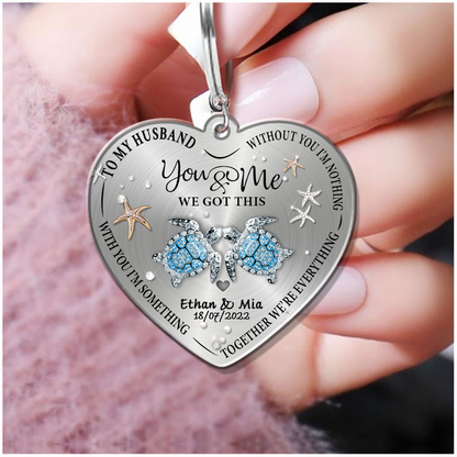 Customized Turtle Couple You & Me We Got This Husband Wife Boyfriend Girlfriend Valentine Wedding Gift Acrylic Keychain KO0135