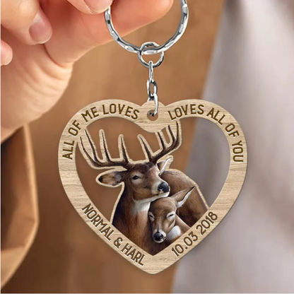 Personalized From Our First Kiss Till Our Last Breath Couple Deer Wooden Couple Keychain KO0134