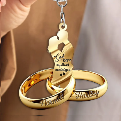 Custom Names Date Gift For Husband Wife Wedding Rings Couple Valentine Gift Acrylic Keychain KO0106