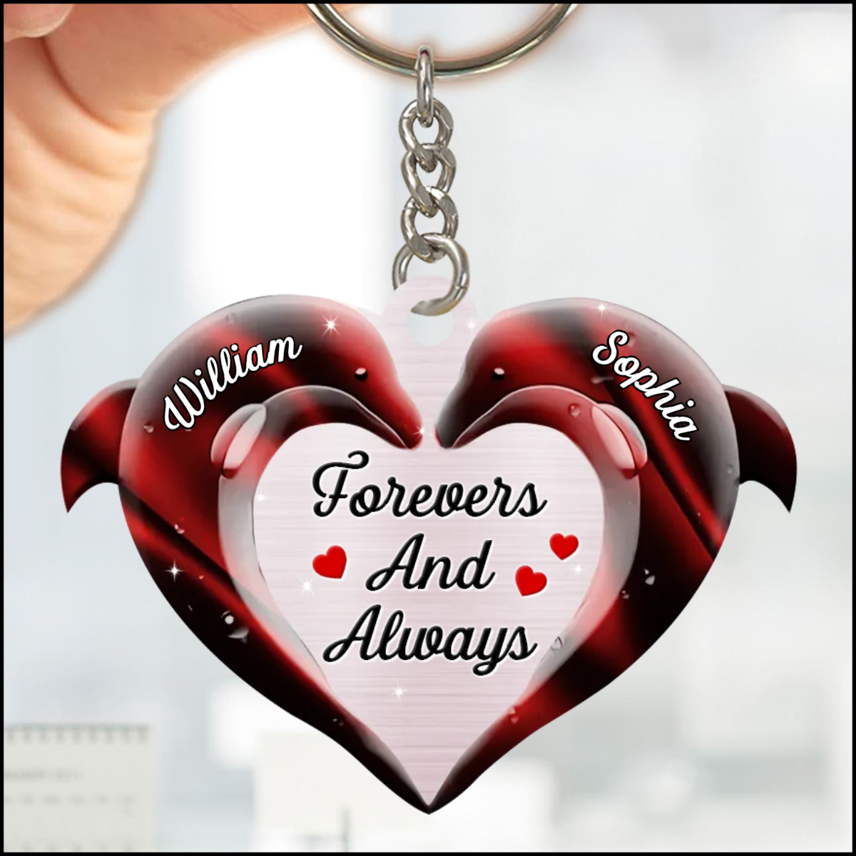 Forever and Always Couple Dolphin Keychain, Perfect Gift for Couple Valentine's Day, Dolphin Couple KO0132