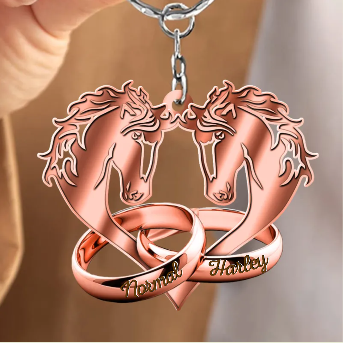 Personalized Multi Color Horse Couple Wedding Rings Husband Wife Valentine Gift Acrylic Keychain KO0103