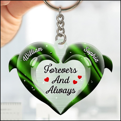 Forever and Always Couple Dolphin Keychain, Perfect Gift for Couple Valentine's Day, Dolphin Couple KO0132