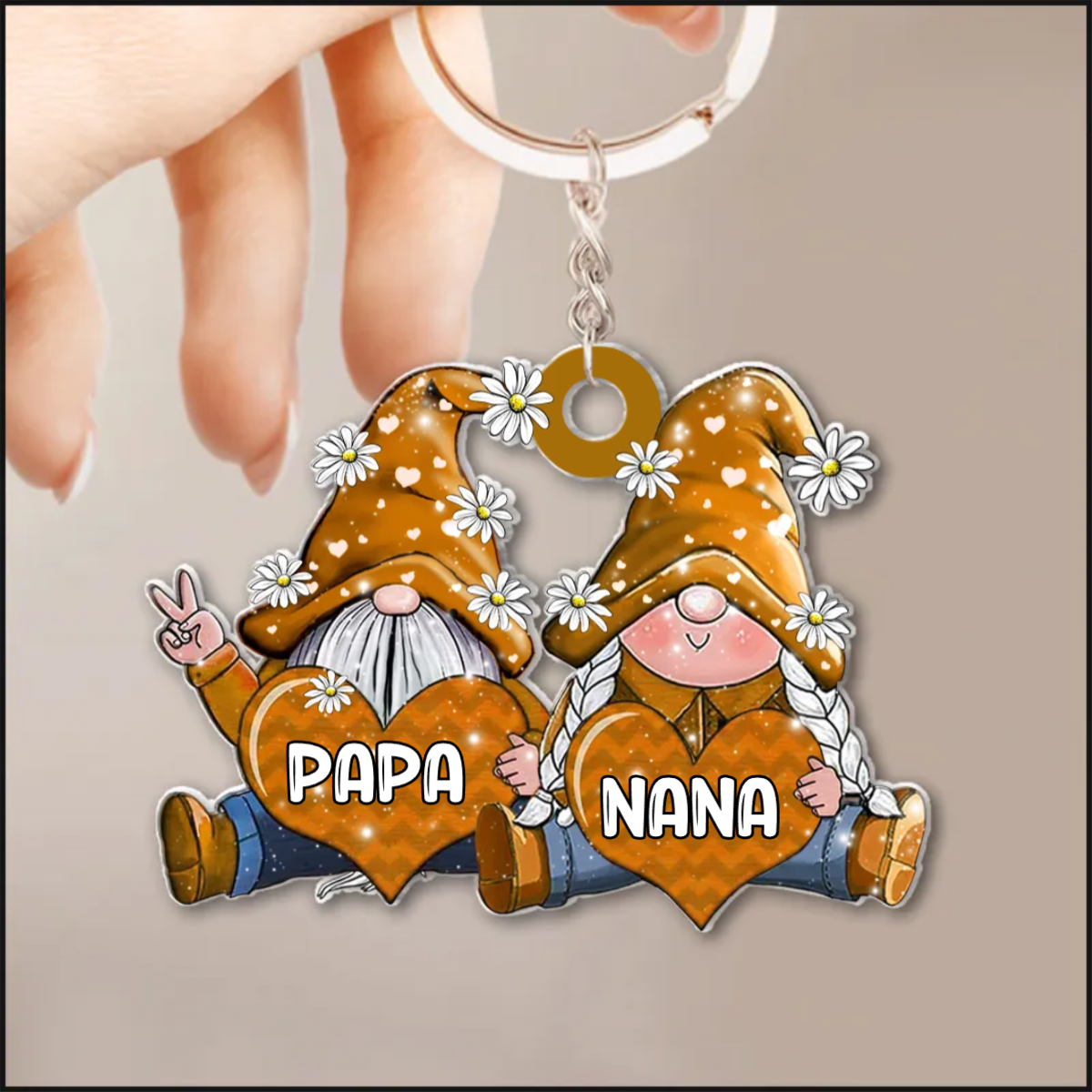 Colorful Couple Gnome Gift For Him For Her Personalized Keychain, Gift for Gnome Lovers KO0102