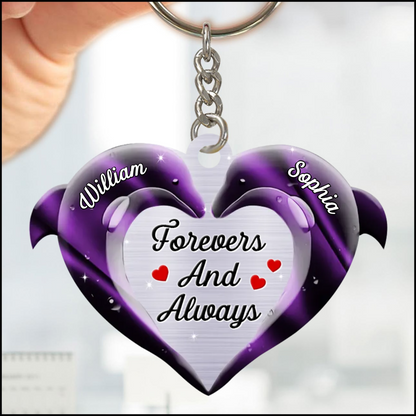 Forever and Always Couple Dolphin Keychain, Perfect Gift for Couple Valentine's Day, Dolphin Couple KO0132