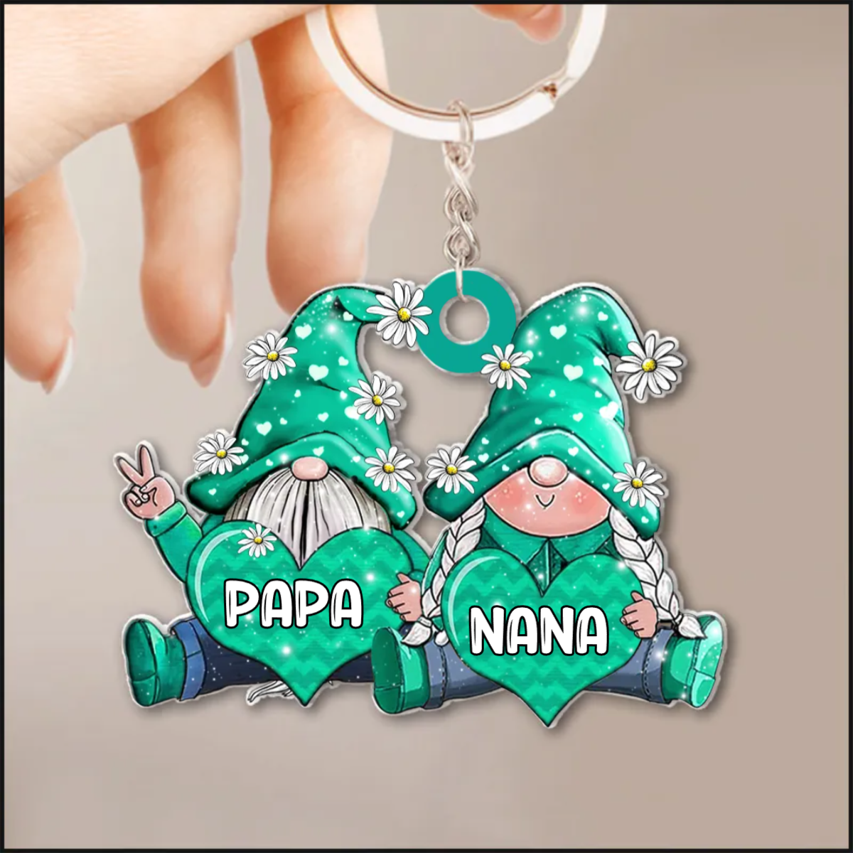 Colorful Couple Gnome Gift For Him For Her Personalized Keychain, Gift for Gnome Lovers KO0102