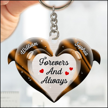 Forever and Always Couple Dolphin Keychain, Perfect Gift for Couple Valentine's Day, Dolphin Couple KO0132