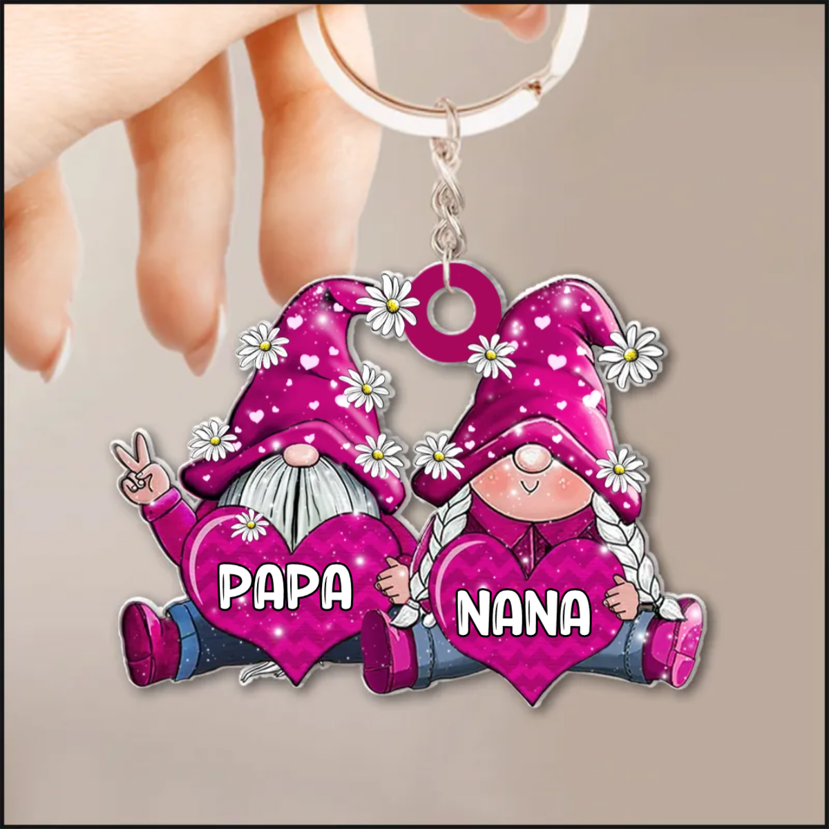 Colorful Couple Gnome Gift For Him For Her Personalized Keychain, Gift for Gnome Lovers KO0102