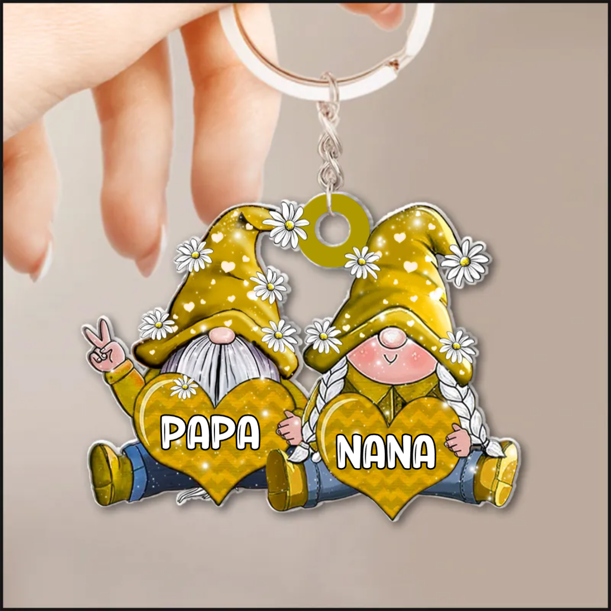 Colorful Couple Gnome Gift For Him For Her Personalized Keychain, Gift for Gnome Lovers KO0102