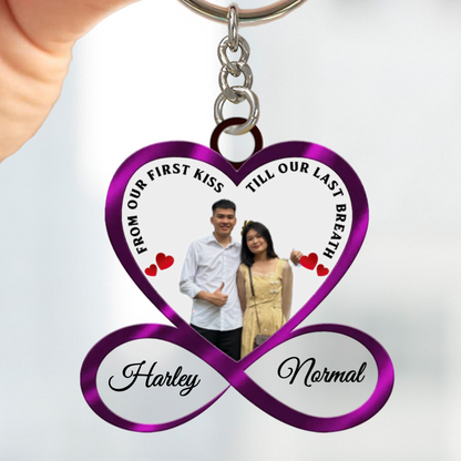 Infinity Heart Couple Custom Photo Personalized Acrylic Keychain - Anniversary Gift For Couple KO0098