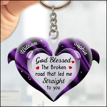 God Blessed The Broken road that led me Straight To You Couple Keychain, Personalized Couple Dolphin Keychain KO0130