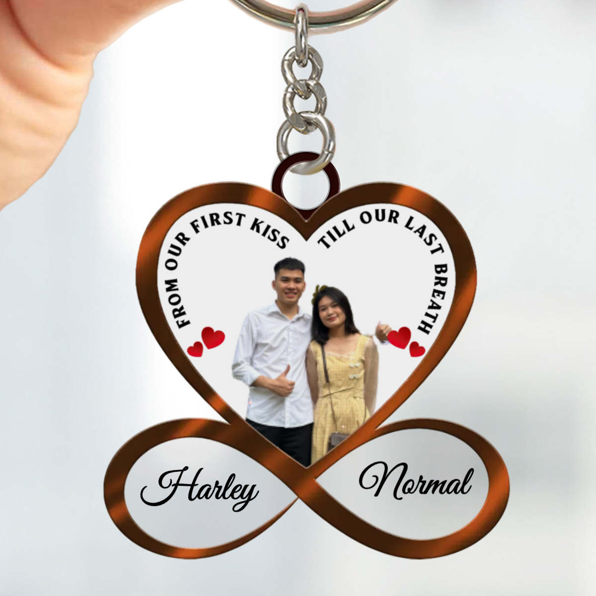 Infinity Heart Couple Custom Photo Personalized Acrylic Keychain - Anniversary Gift For Couple KO0098