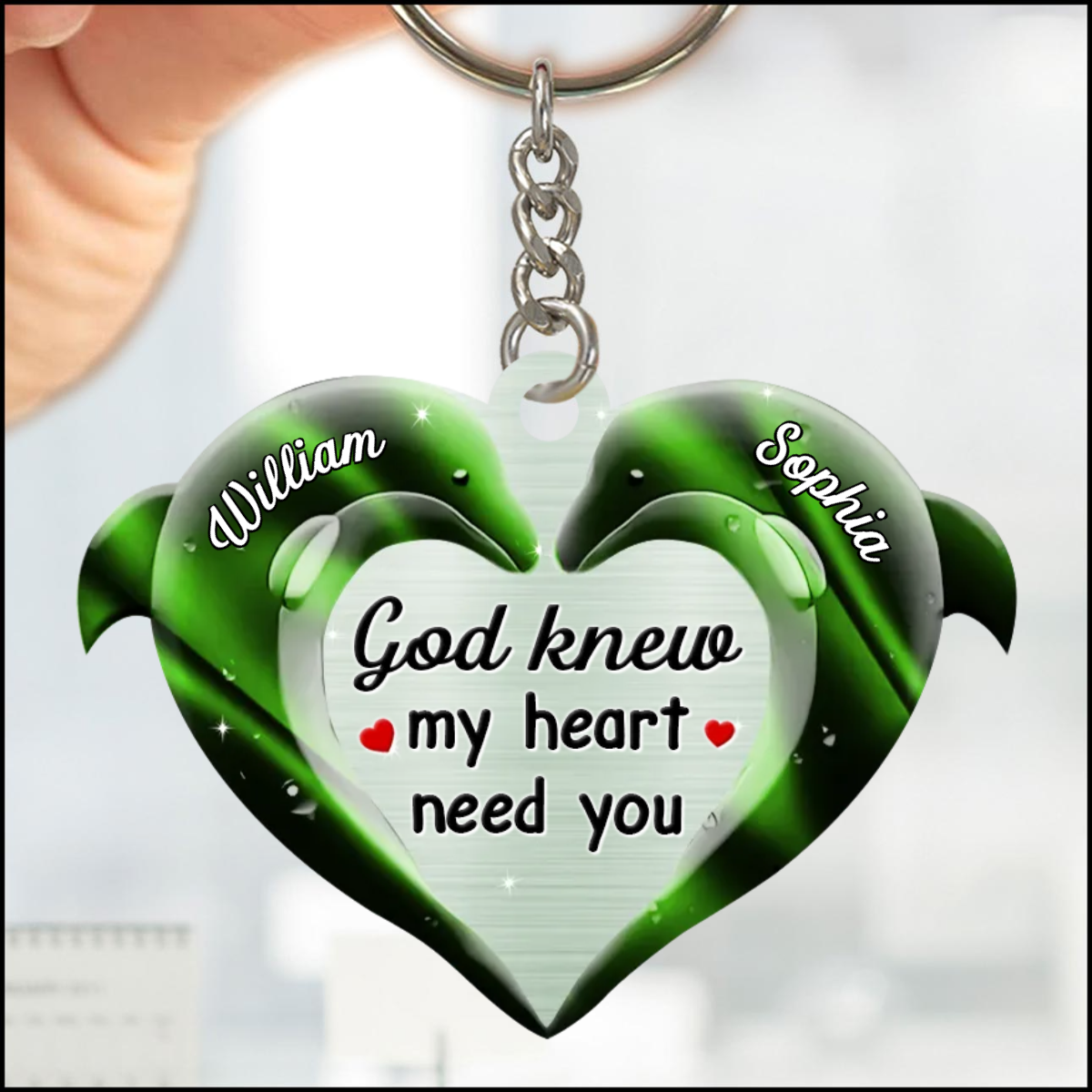 God Knew My Heart Need You Couple Keychain, Personalized Couple Dolphin Keychain KO0129