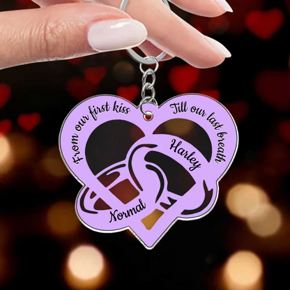 Colorful From Our First Kiss Till Our Last Breath Couple Rings Personalized Acrylic Keychain KO0097