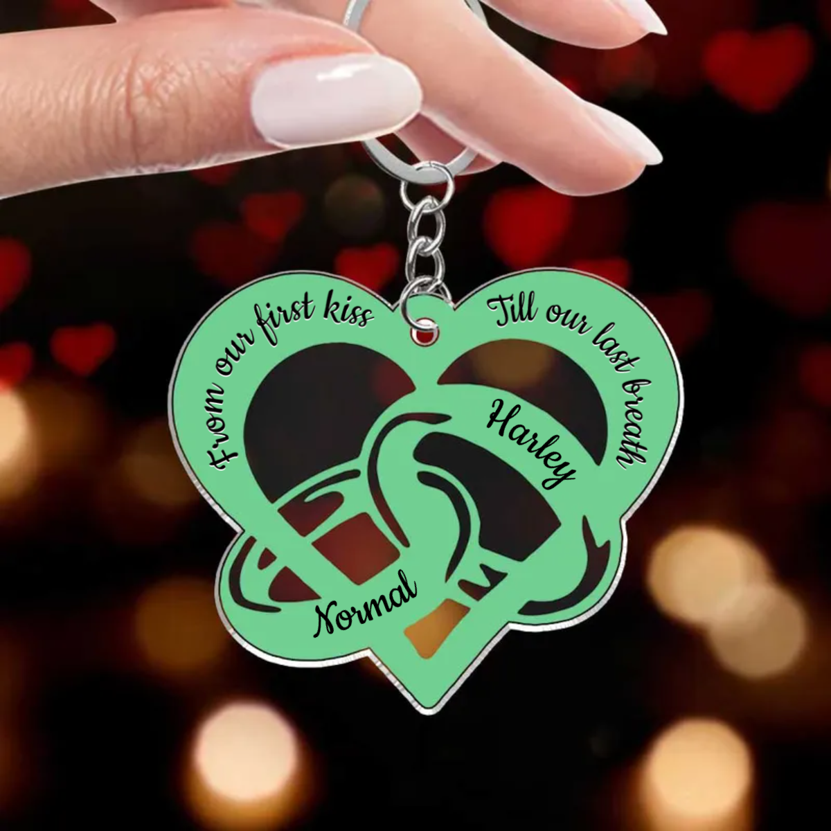 Colorful From Our First Kiss Till Our Last Breath Couple Rings Personalized Acrylic Keychain KO0097