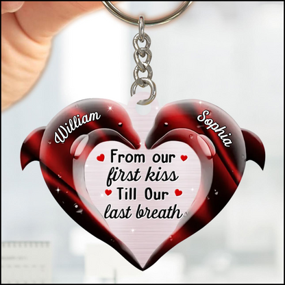 From Our First Kiss Till Our Last Breath Dolphin Couple Keychain, Personalized Couple Keychain Gift KO0128