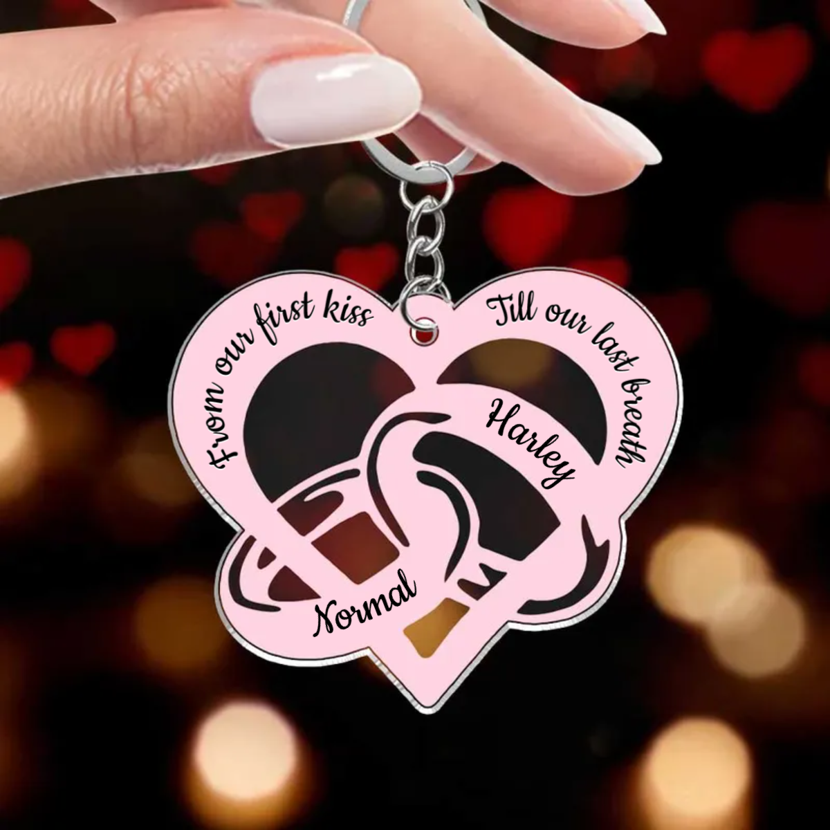 Colorful From Our First Kiss Till Our Last Breath Couple Rings Personalized Acrylic Keychain KO0097